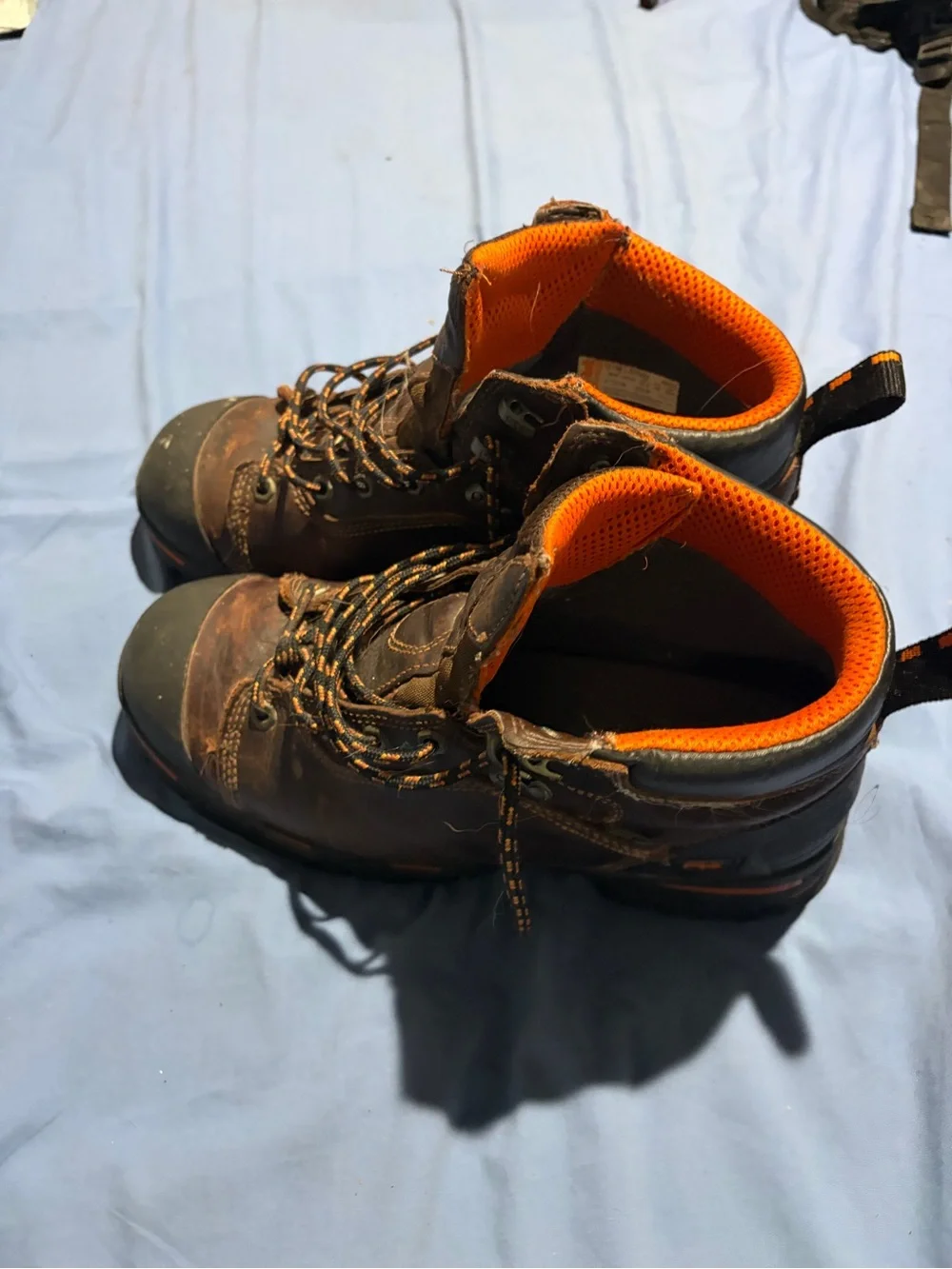 Timberland Brown Work Boots with Orange Interior